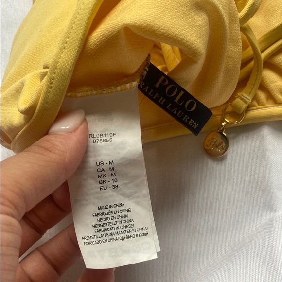Ralph Lauren Yellow Ruffle Swim top with Open Back POLO - Picture 5 of 5